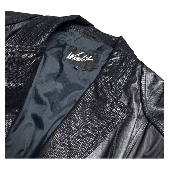 WinLit VINTAGE 90s GENUINE LEATHER Luxury Designer Long Trench Coat Womens Large - Picture 2 of 4